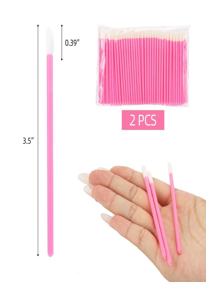 Tbestmax 200 Pcs Lip Wands Applicators, Disposable Lipstick Lint Free Brush Makeup Gloss Wands, Makeup Applicator Beauty Tool Kits Pink - Image 2